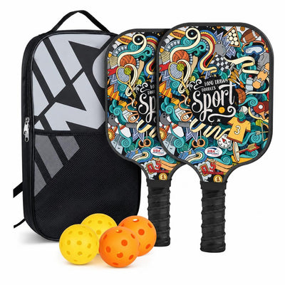 Set de dos palas Graffiti con bolsa y cuatro bolas