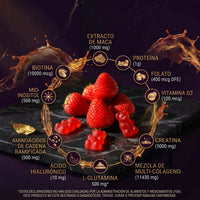 Infografía del proveedor con los ingredientes de las gominolas de creatina