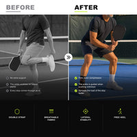 Before and after: the ankle without support next to the ankle with the STABIL