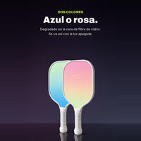 Las dos versiones de la pala ACE con la luz apagada: cara en degradado azul y en degradado rosa