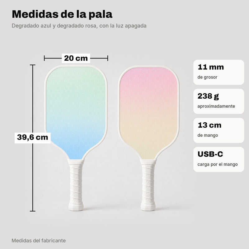39,6 × 20 cm, 11 mm de grosor y unos 238 g.