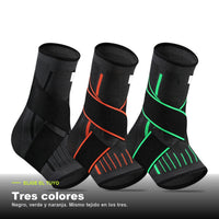 Las tres tobilleras STABIL juntas: negra, naranja y verde